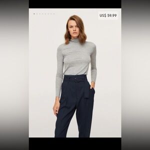 Mango Belt straight-fit pants - Navy Blue NWT